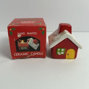 Artmark Hand Painted Ceramic Candle Christmas Vintage 1980s